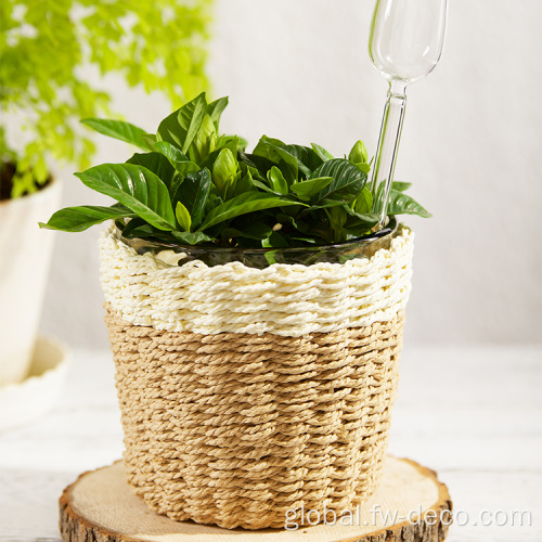 Rattan Wrapped Glass Cup With Handle glass flower pots clear glass candle holder Supplier